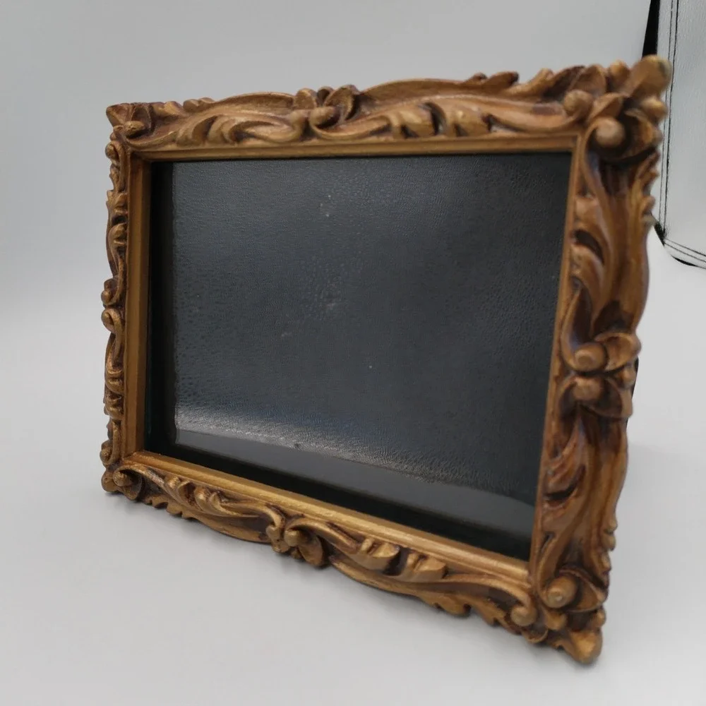 Vintage Ornate Gold Picture Frame 5x7 Baroque Rococo Scroll Resin Tabletop Wall